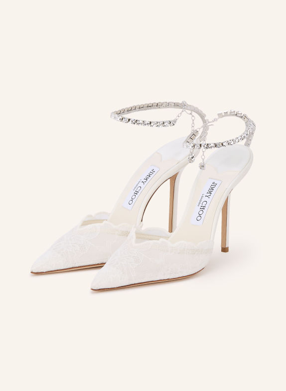JIMMY CHOO Slingpumps SAEDA 100 mit Schmucksteinen ECRU