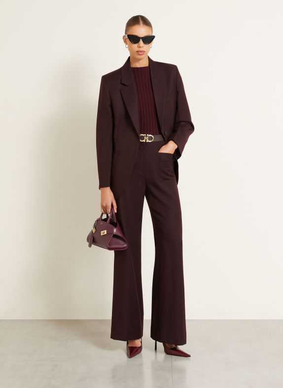 FERRAGAMO Listonoszka HUG MINI CIEMNOCZERWONY / ZŁOTY