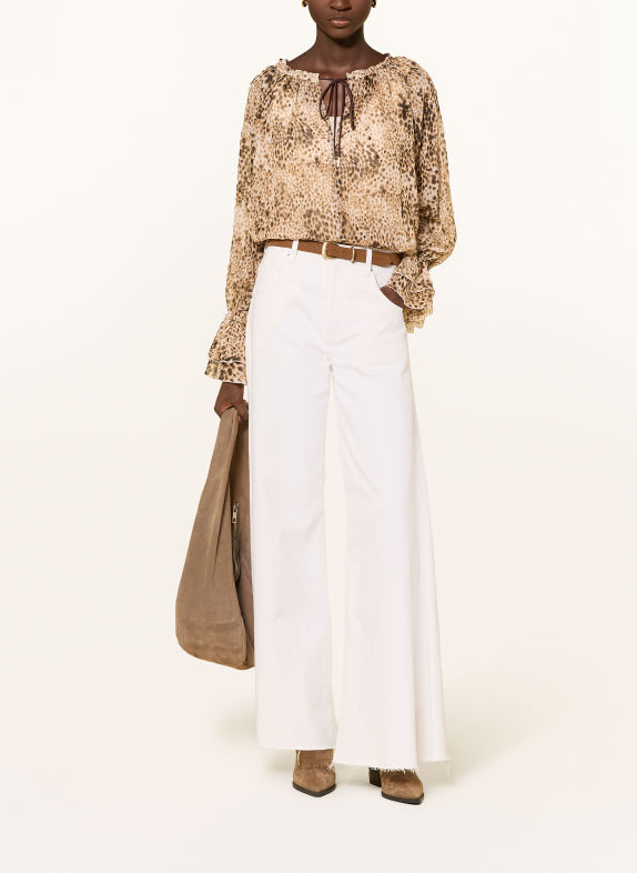 MAX & Co. Blouseshirt EBURNEA met glittergaren en ruches CAMEL / MARRON FONCÉ / ECRU