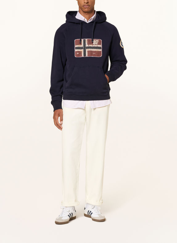 NAPAPIJRI Hoodie B-ARCHIVE DONKERBLAUW / CRÈME / DONKERROOD