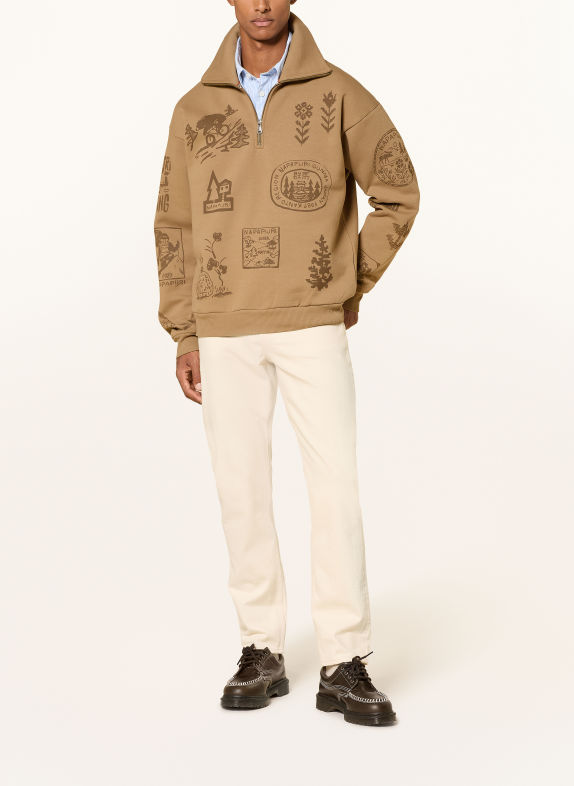 NAPAPIJRI Pull col zippé B-TENRI HZ BEIGE / MARRON
