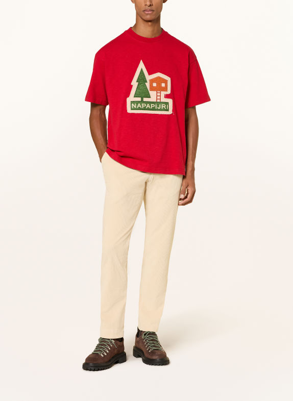 NAPAPIJRI T-shirt TRAHUS ROOD / CRÈME / GROEN