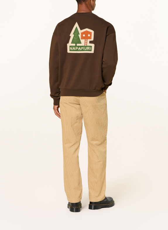 NAPAPIJRI Sweatshirt B-TRAHUS C MARRON FONCÉ / ORANJE / GROEN