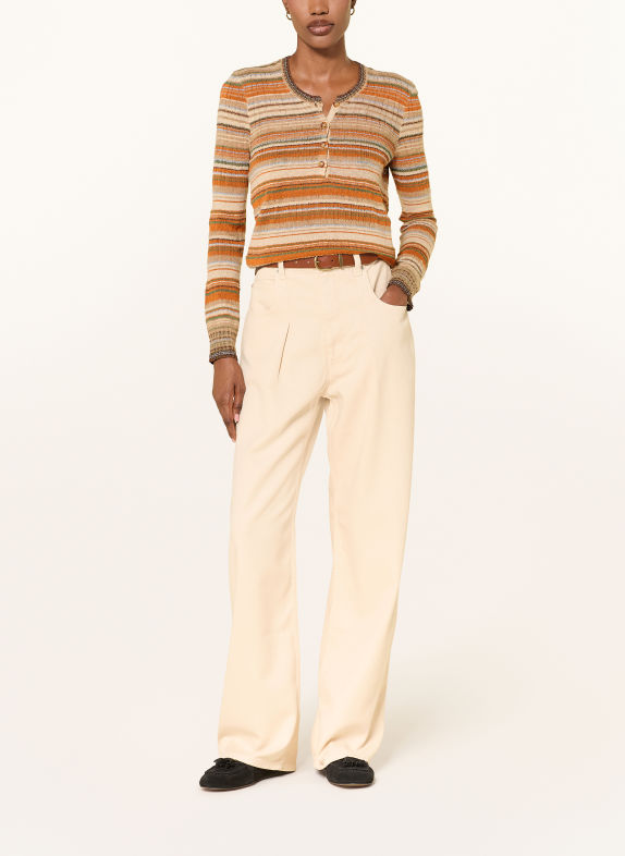 MARANT ÉTOILE Trui FREDERICA met linnen en glittergaren ORANJE / BEIGE / PETROL
