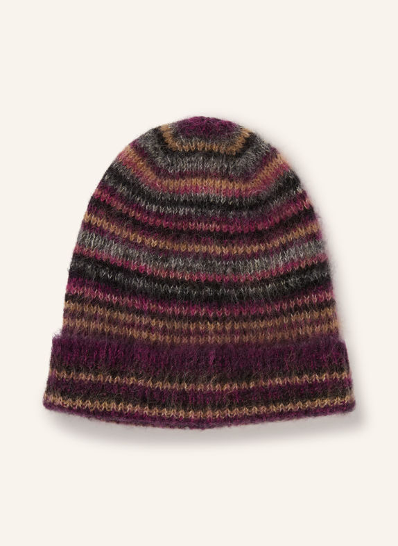 MARANT ÉTOILE Beanie MORENNE met mohair DONKERPAARS / BEIGE / ZWART