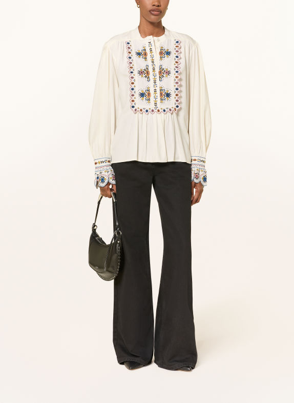 MARANT ÉTOILE Blusenshirt MONIQUE mit Lochspitze ECRU / ALTROSA / BLAU