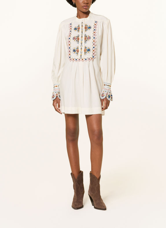 MARANT ÉTOILE MERVA Dress with Openwork Lace ECRU / DUSKY PINK / BLUE