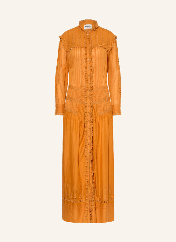 MARANT ÉTOILE LONIE Dress with Ruffles and Openwork Lace LIGHT BROWN