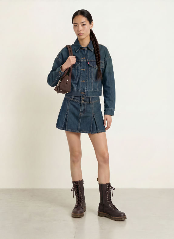 Levi's® Spijkerjasje LOOSE CROP TRUCKER 07 Dark Indigo - Worn In