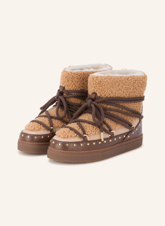 INUIKII Boots CURLY ROCK met studs LICHTBRUIN / BRUIN