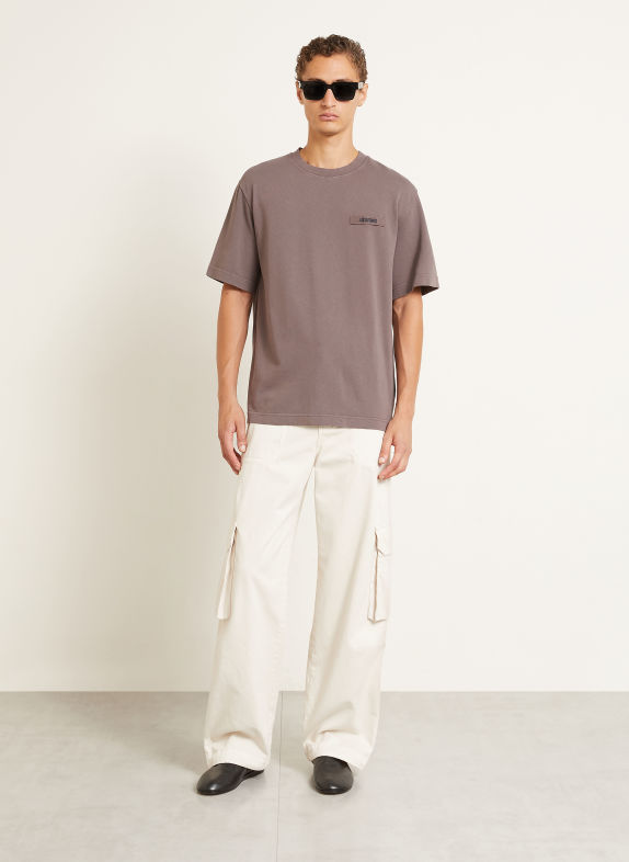 JACQUEMUS Koszulka LE TSHIRT GROS GRAIN SZAROBRĄZOWY