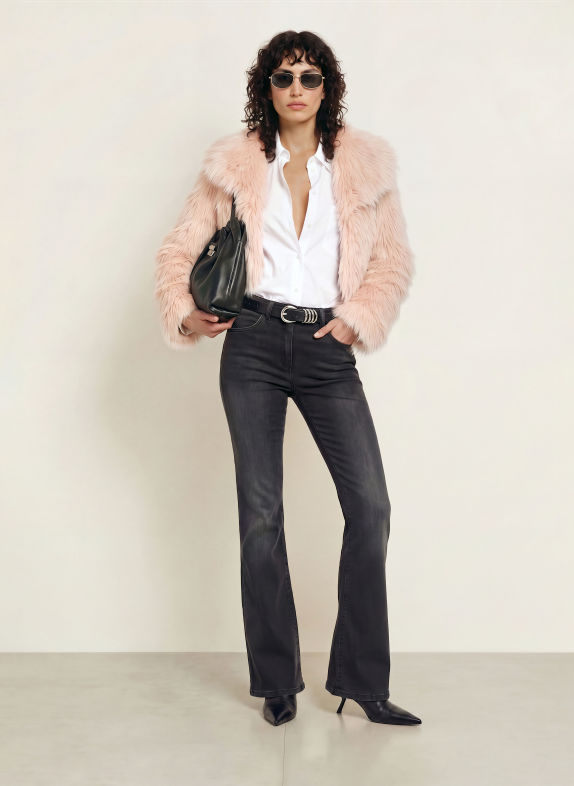 PATRIZIA PEPE Kunstfell-Jacke ROSÉ