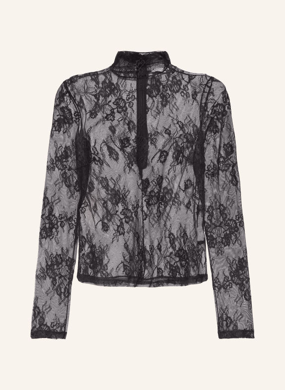 PATRIZIA PEPE Long-sleeve shirt with lace detail BLACK
