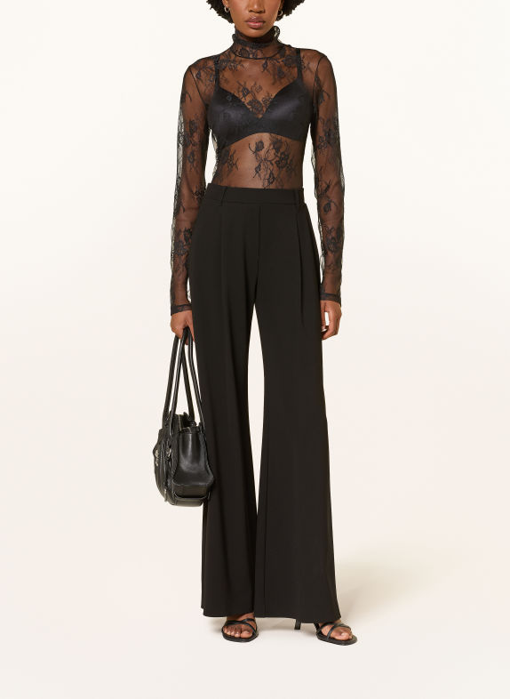 PATRIZIA PEPE Longsleeve met lange mouwen van kant ZWART