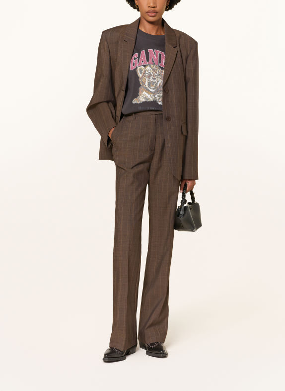 GANNI Marlenehose DUNKELBRAUN / CAMEL
