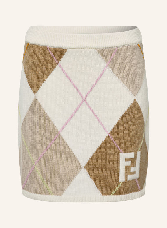 FENDI Strickrock CREME / HELLBRAUN / HELLLILA