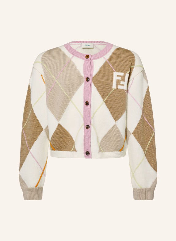 FENDI Strickjacke CREME / HELLBRAUN / HELLLILA