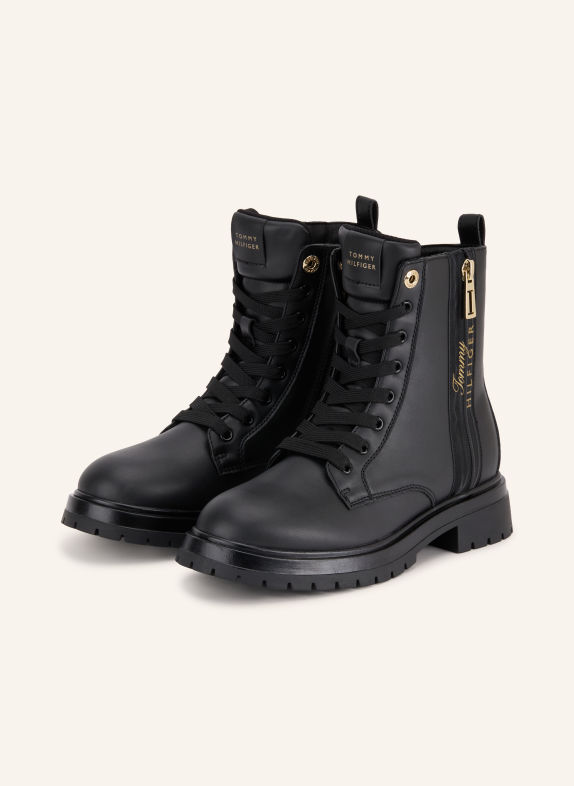TOMMY HILFIGER Lace-up boots BLACK / GOLD
