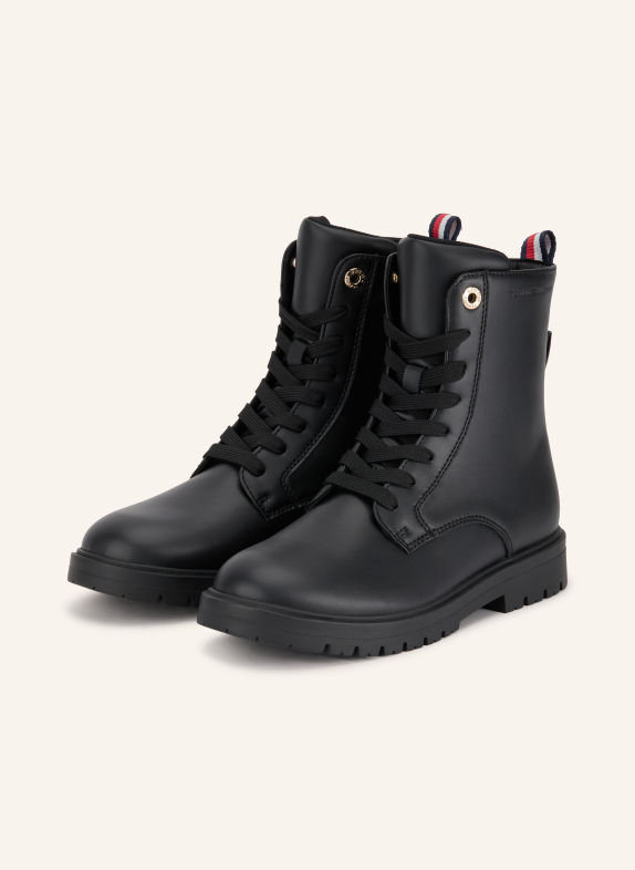 TOMMY HILFIGER Lace-up boots BLACK / GOLD