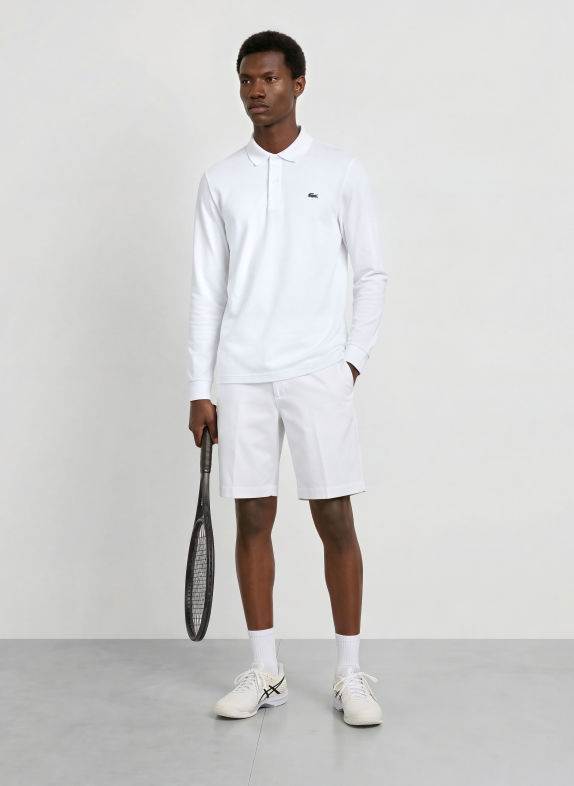 LACOSTE Gebreid poloshirt WIT / DONKERGROEN