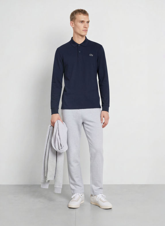 LACOSTE Gebreid poloshirt DONKERBLAUW