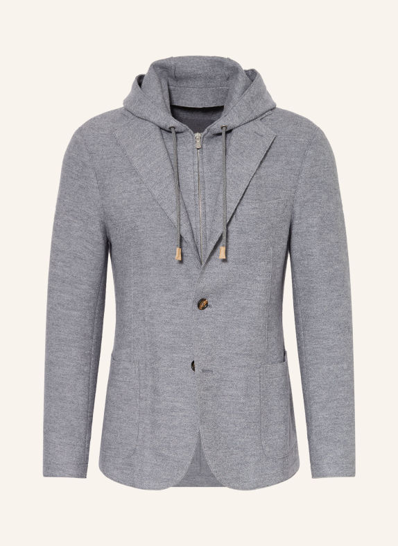 eleventy Stricksakko Extra Slim Fit mit herausnehmbarer Blende HELLGRAU