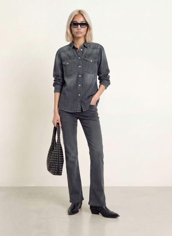 REPLAY Jeansbluse DUNKELGRAU