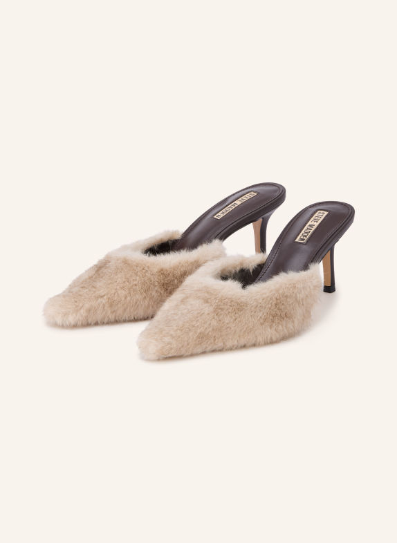 STEVE MADDEN Muiltjes ALEXI-F met kunstbont TAUPE / LICHTBRUIN