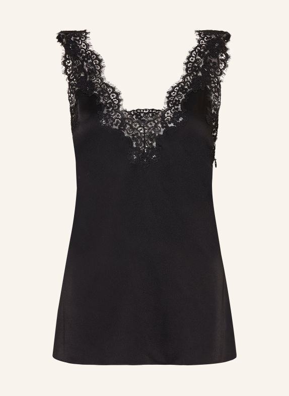 STELLA McCARTNEY Satin top with lace BLACK
