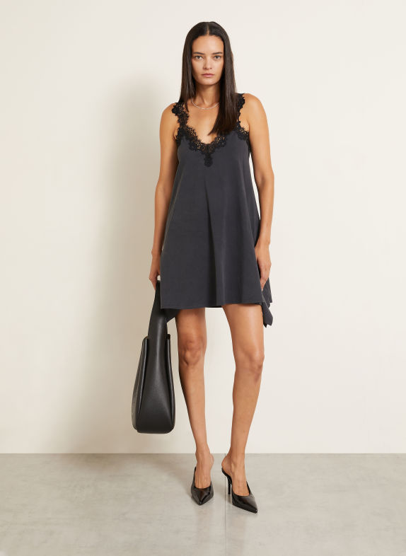 STELLA McCARTNEY Robe en jersey avec de la dentelle NOIR