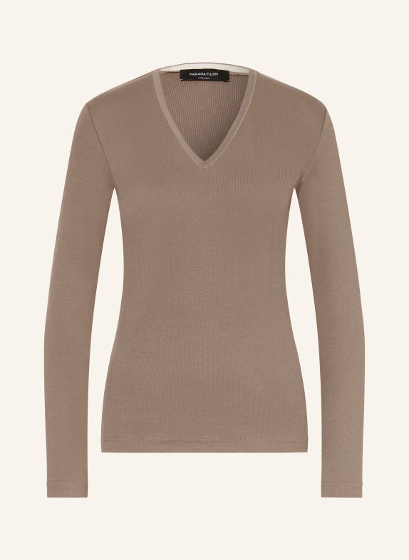 FABIANA FILIPPI Longsleeve mit Schmuckperlen BRAUN