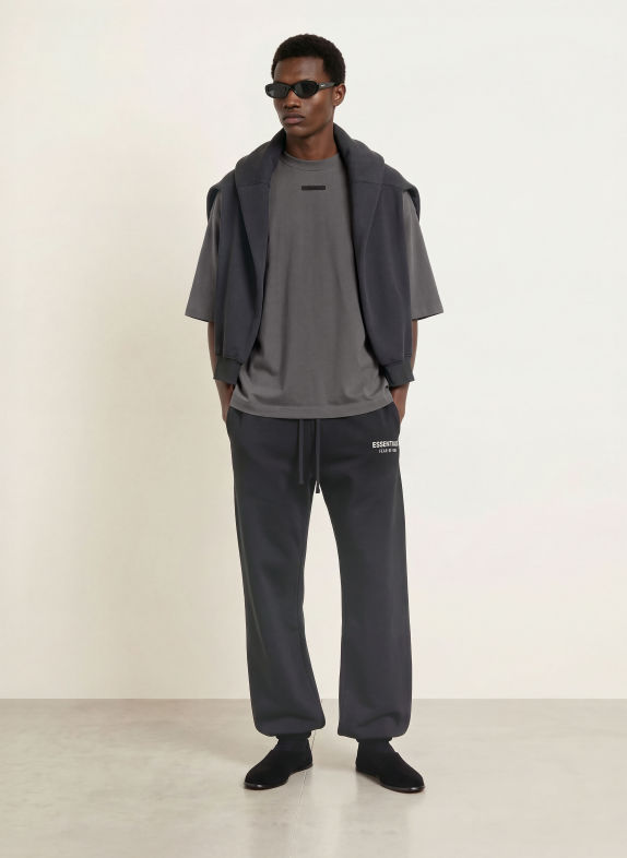 ESSENTIALS - FEAR OF GOD Tricou cu mâneci 3/4 GRI ÎNCHIS