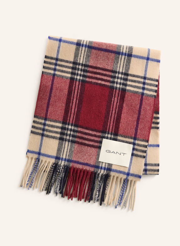 GANT Sjaal van merinowol DONKERROOD / LICHTBRUIN / BLAUW