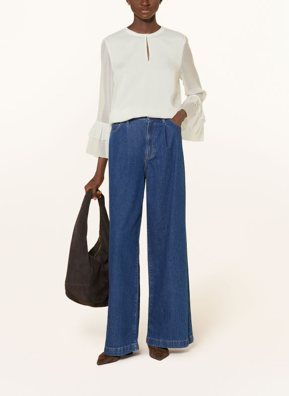 comma Ruffled shirt blouse WHITE