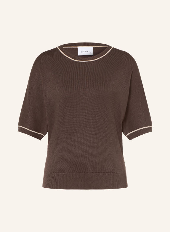 comma Knit shirt DARK BROWN / BEIGE