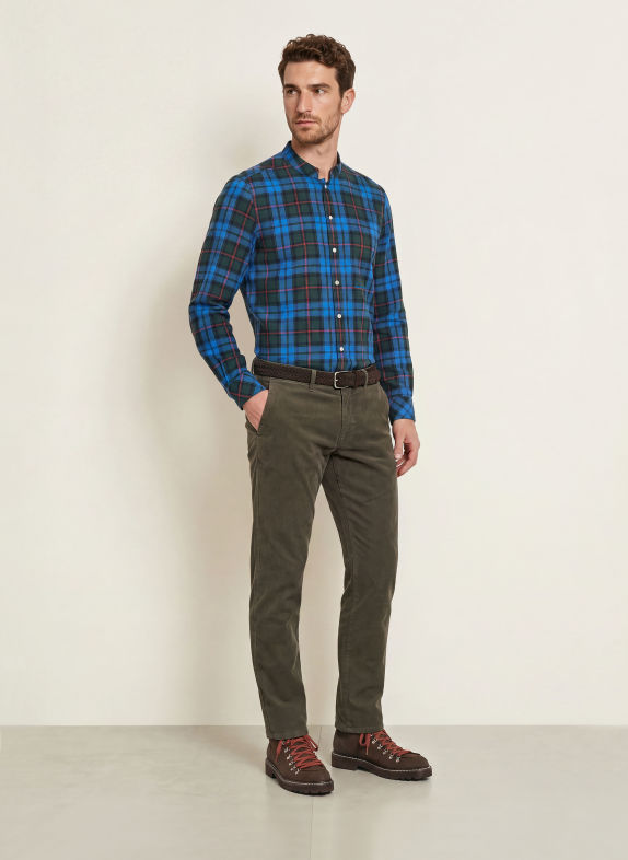 Luis Trenker LUBASO-overhemd met regelmatige pasvorm en opstaande kraag BLAUW / ROOD / GROEN