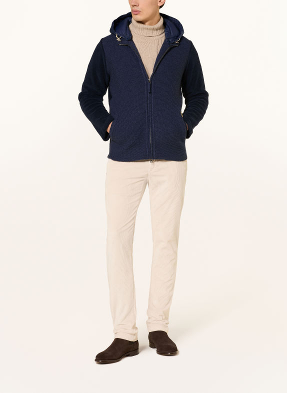 Luis Trenker Strickjacke LUWALLACENEW im Materialmix mit abnehmbarer Kapuze DUNKELBLAU