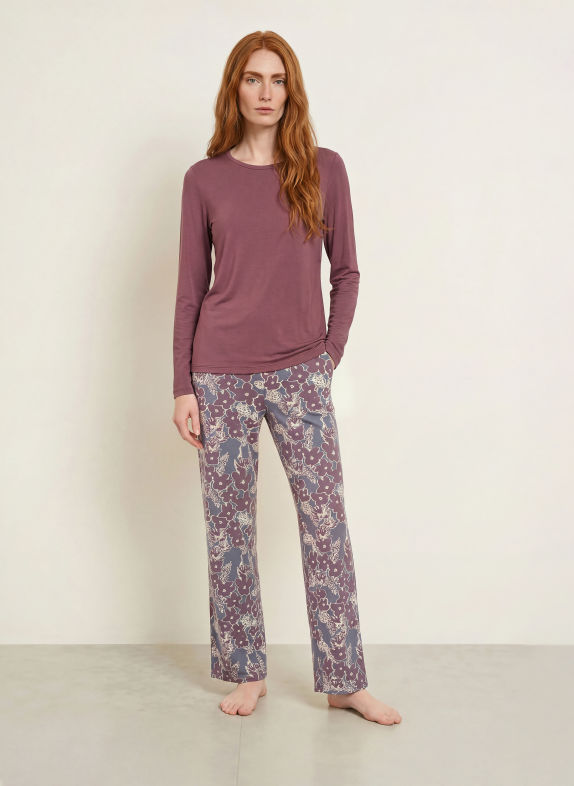 SCHIESSER Pyjamashirt MIX+RELAX DONKERROOD