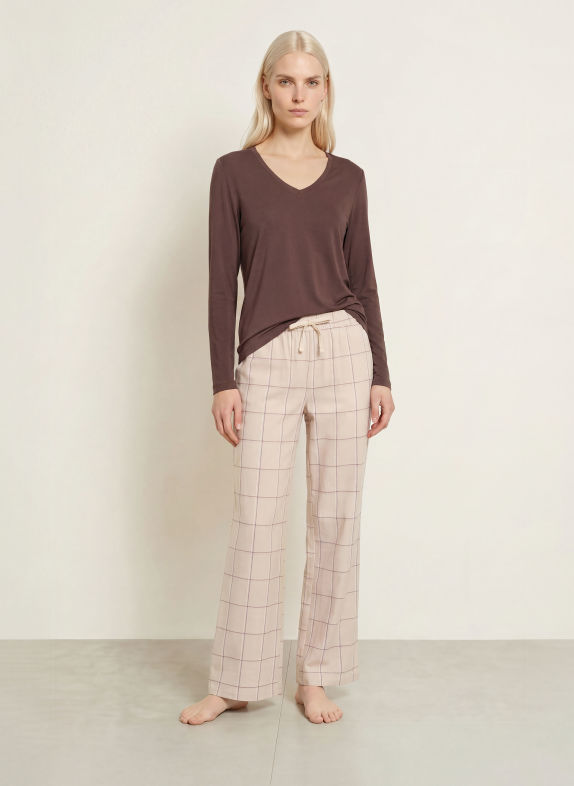 SCHIESSER Pyjamashirt MIX+RELAX MARRON FONCÉ