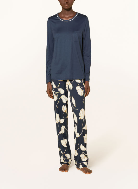 SCHIESSER Pyjama COMFORT NIGHTWEAR DONKERBLAUW / LICHTBRUIN / CRÈME