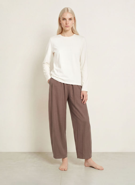 SCHIESSER Loungebroek van flanel BRUIN