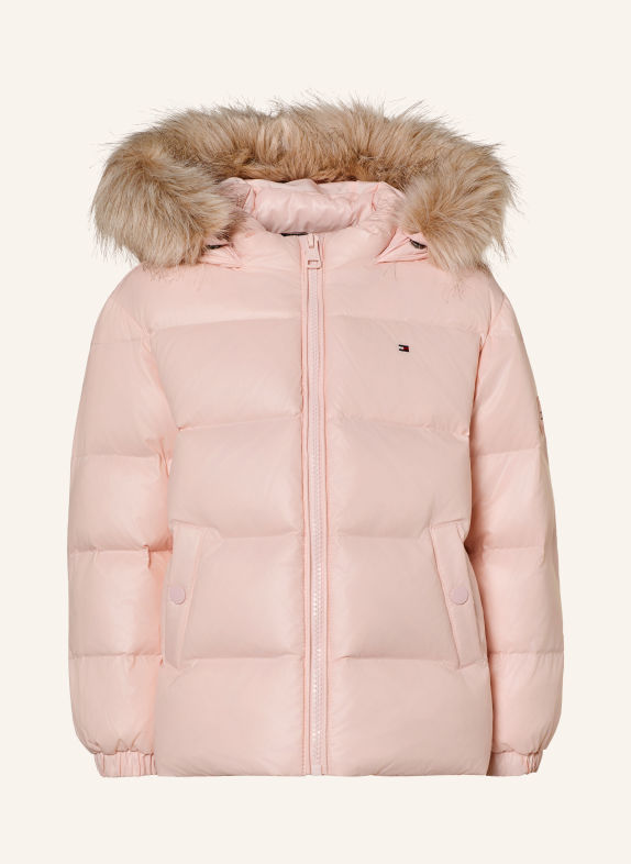 TOMMY HILFIGER Donsjas met afneembare kunstbontkraag ROSE CLAIR / LICHTGRIJS
