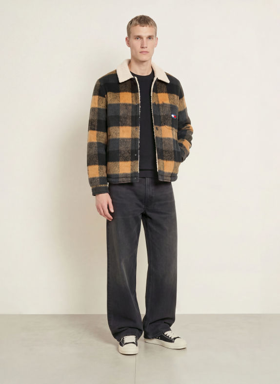 TOMMY JEANS Jachetă cu blană de teddy NEGRU / CAMEL / GRI ÎNCHIS