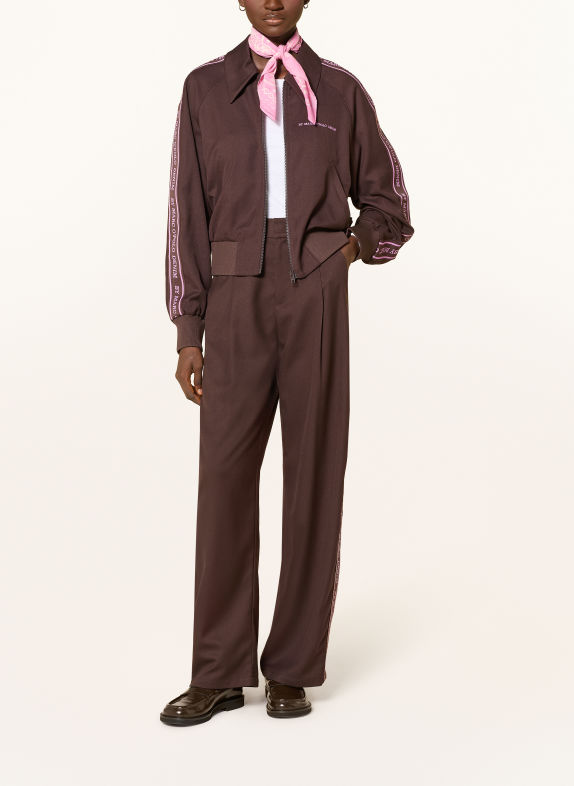 Marc O'Polo DENIM Pantalon à bandes de galon MARRON FONCÉ / ROSE FUCHSIA