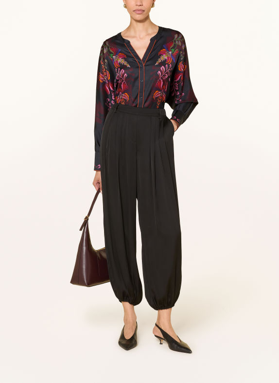 IVI collection Blouse-style shirt with silk DARK BLUE / DARK RED / ORANGE