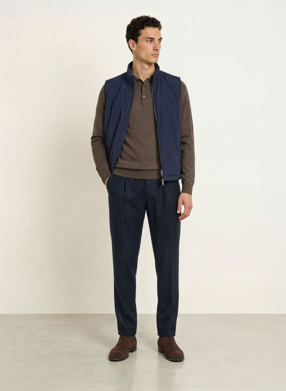 HACKETT LONDON Veste sans manches en mélange de matières BLEU FONCÉ