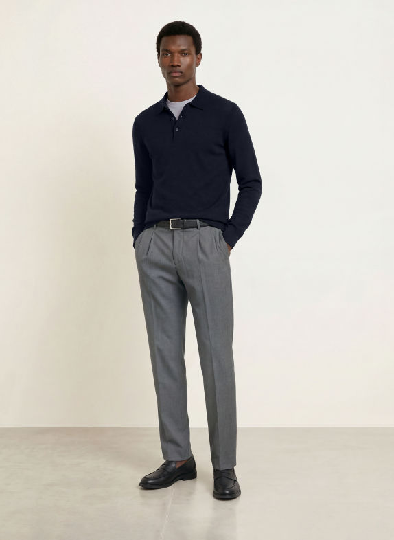 HACKETT LONDON Gebreid poloshirt DONKERBLAUW