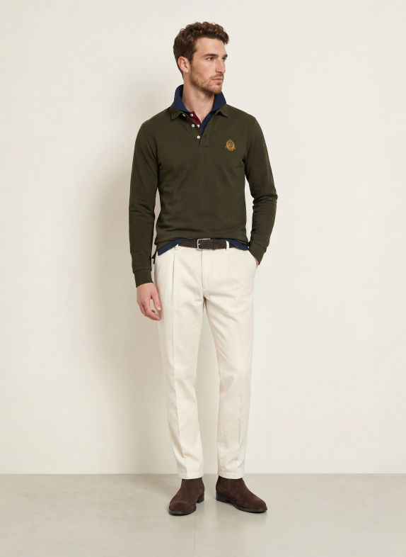 HACKETT LONDON Polo piqué HERITAGE CREST GROEN