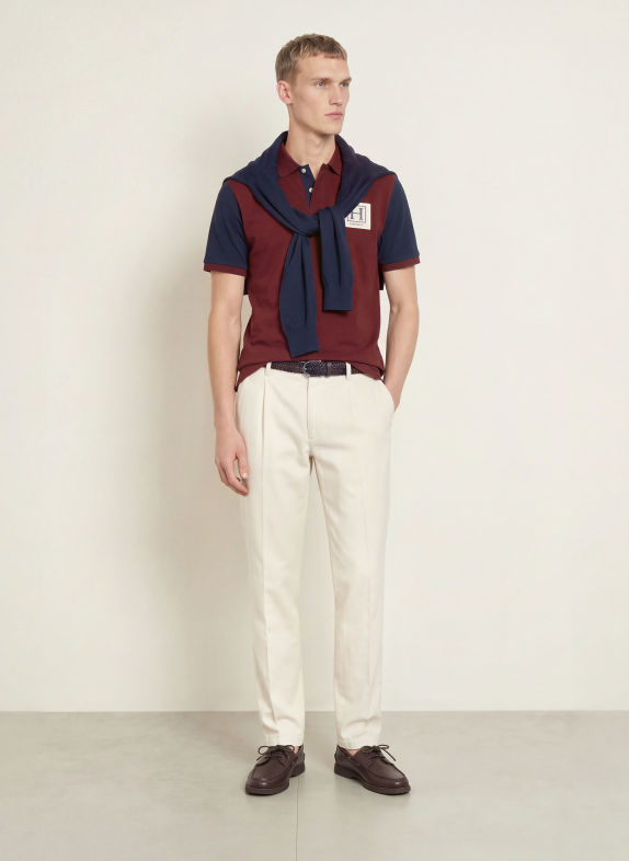 HACKETT LONDON Polo piqué HERITAGE ROUGE FONCÉ / BLEU FONCÉ