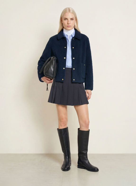 TOMMY HILFIGER Teddyfell-Jacke DUNKELBLAU